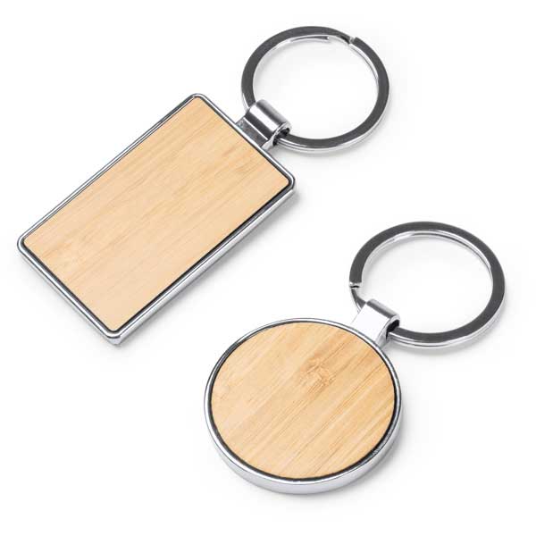 Llavero rectangular o circular bambú